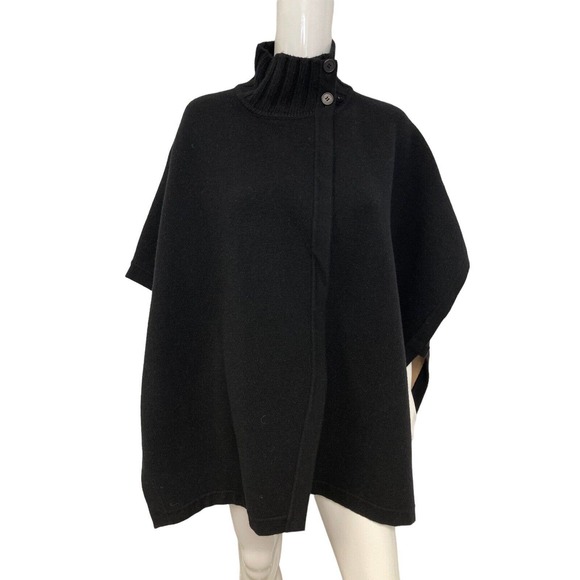 Theory Jackets & Blazers - THEORY Black Wool Blend Turtleneck Palomina Reversible Cape Size Petite Small